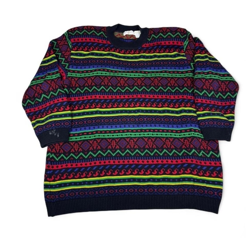 Vintage Elisabeth by‎ Liz Claiborne Patterned Knit Sweater Multicolor
